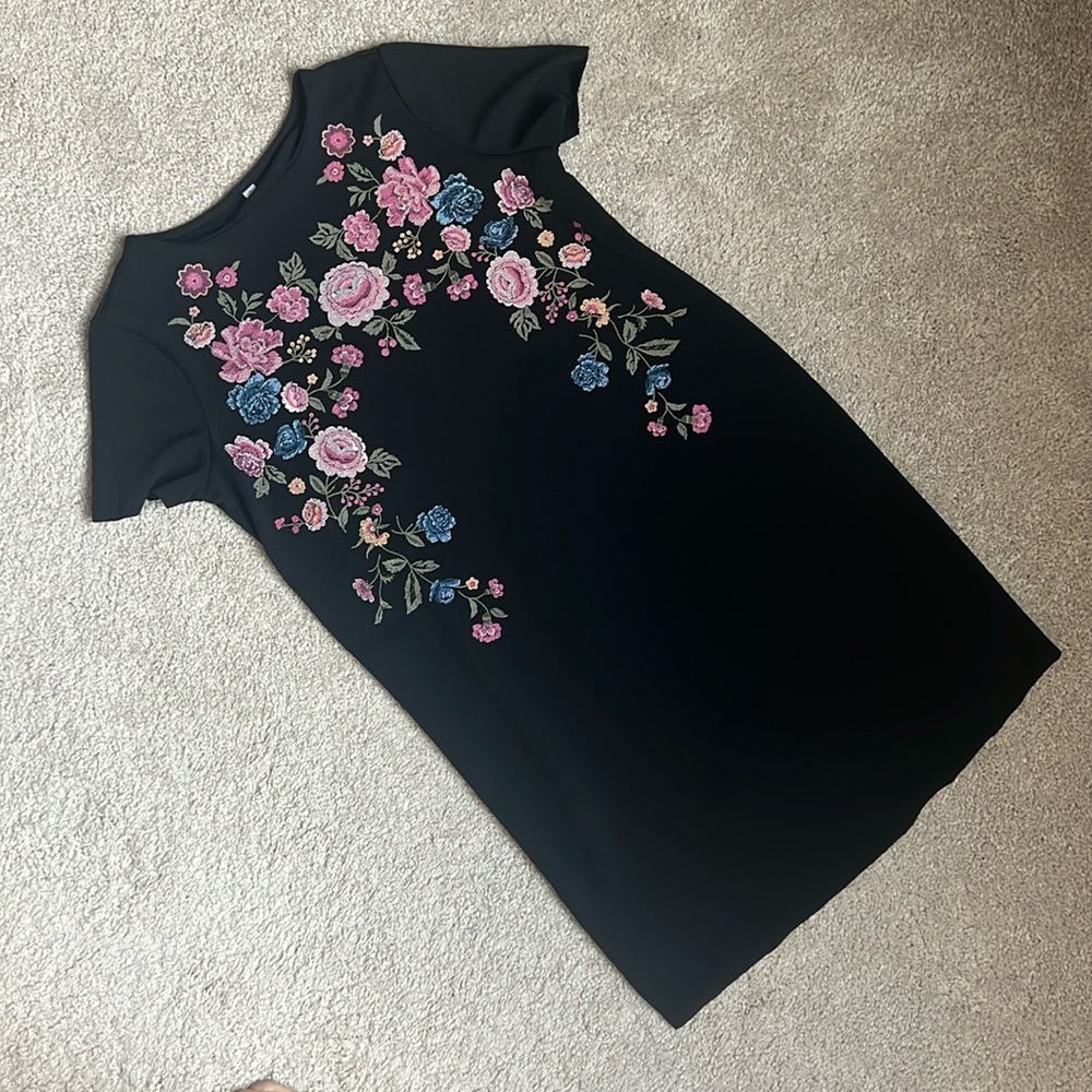 Floral Embroidery Print Tshirt Mini Dress